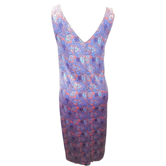 Tory Burch‎ Sleeveless Maxi Dress Floral Blue Coral Spring Boho Casual Sz Med - Picture 2 of 3